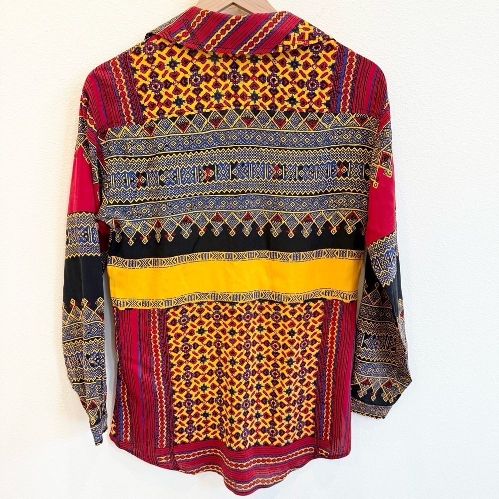 Plenty By Tracey Reese Women’s Vibrant Tribal Printed Button Down Blouse Size XS - Picture 7 of 15